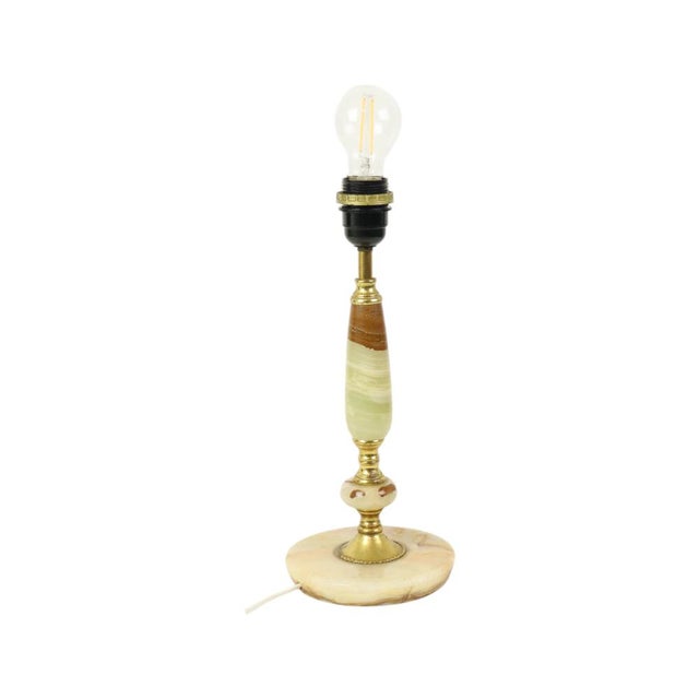 Vintage Table Lamp in Onyx, Marble and Brass, 1960s, in Very Good conditions. Designed 1960 to 1969 European Plug (up to...