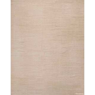 Nazmiyal Collection Large Solid Cream Minimalist Modern Flatweave Kilim Rug For Sale