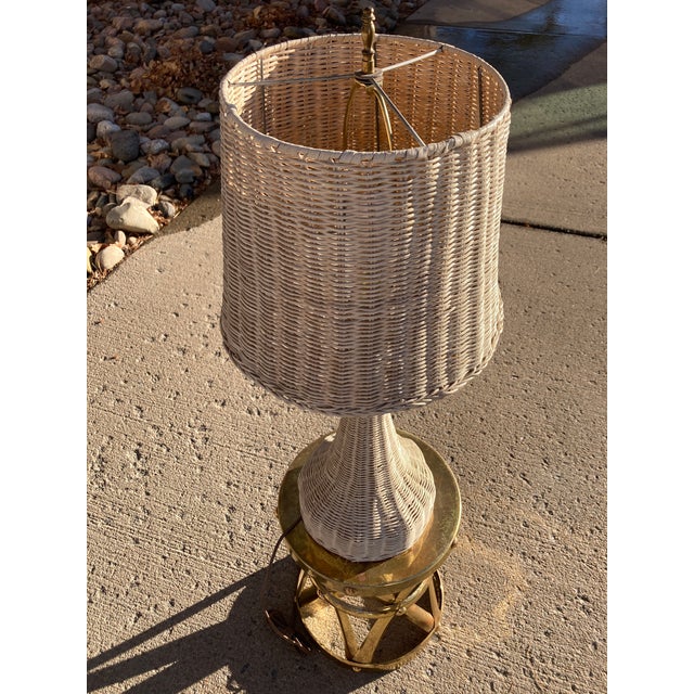 Early 20th Century WhiteWashed HeywoodWakefield Mushroom Wicker Table