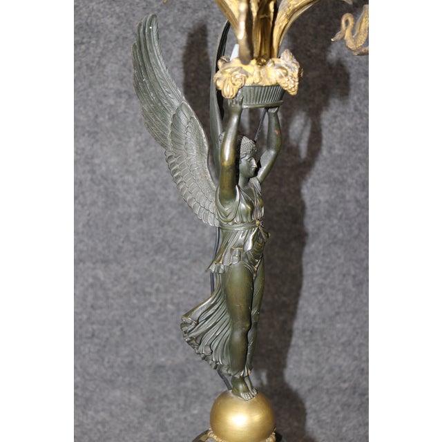 Pair of Solid Bronze French 19th Century Empire Style Figural Table Lamps For Sale - Image 14 of 14