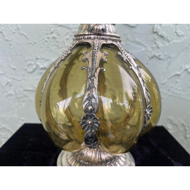 Art Nouveau Late 19th Century Joseph Lichtiger Antique Germany Pewter/Handblown-Glass Decanter For Sale - Image 3 of 10