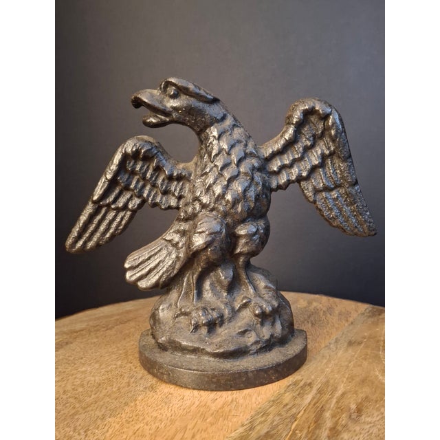 1930s Antique Cast Iron Eagle on Rock Doorstop Patriotic Americana Hubley or Albany For Sale - Image 5 of 17