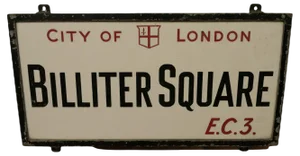 Edwardian City of London Glass Street Sign Bilter Square E.C.3, 1910s