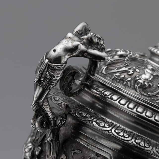 Antique Italian Silver Repoussé & Chased Covered Urn, 1870s For Sale - Image 13 of 18