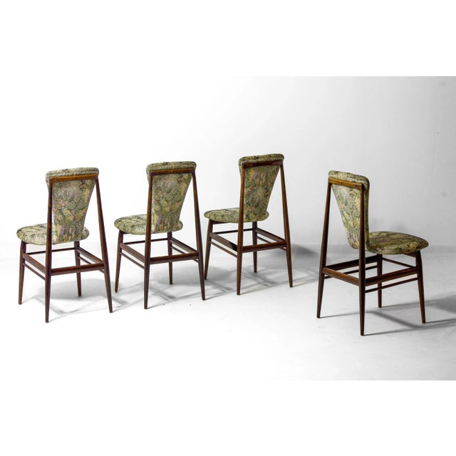 Scandinavian Floating Dining Chairs with Floral Upholstery, 1960s, Set of 6 For Sale - Image 12 of 15
