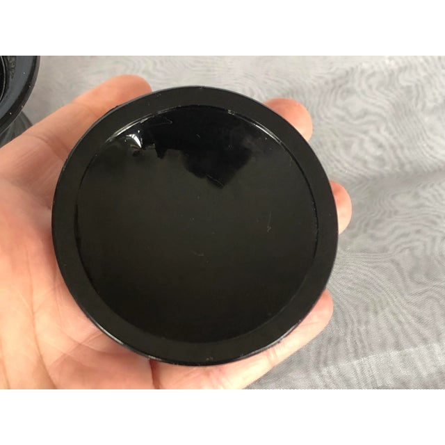 Glass Vintage Black Glass Apothecary Jar With Lid For Sale - Image 7 of 12