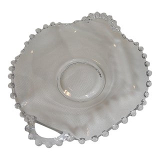 Mid 20th Century 8" Crimped Plate With Handle, Imperial Glass-Ohio, Candlewick Clear For Sale