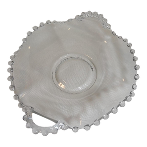 Mid 20th Century 8" Crimped Plate With Handle, Imperial Glass-Ohio, Candlewick Clear
