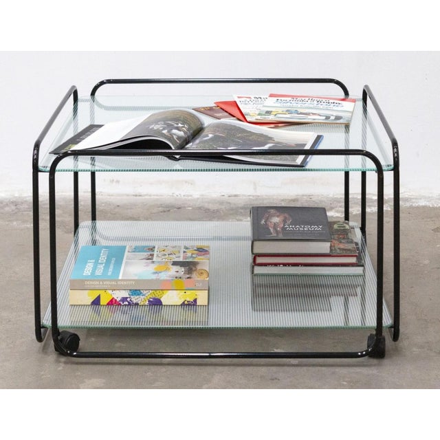 Vintage Two-Tier Table in Metal Tubing and Glass, Italy, 1980s For Sale - Image 9 of 10