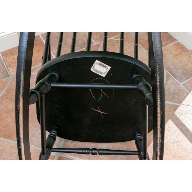 Vintage S. Bent & Bros. Black and Gilt Finished Spindle Back Rocking Chair For Sale In Raleigh - Image 6 of 8