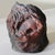 Contemporary Handmade Figurative Ceramic Surreal Veiled Detailed Face Bust Sculpture in Charcoal and & Mauve Glaze For Sale - Image 3 of 17