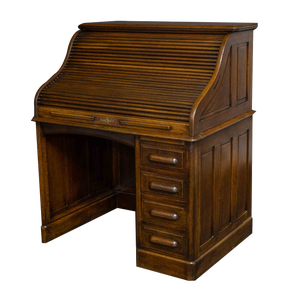Edwardian Oak Roll Top Desk, 1890s