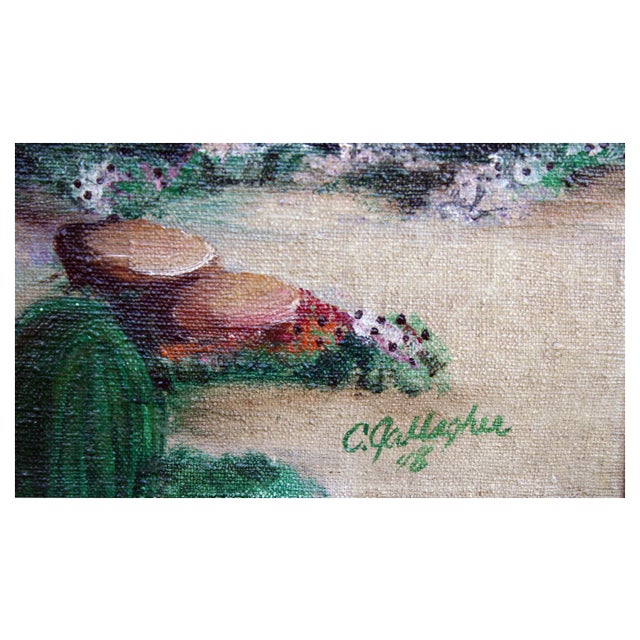 1940s Mid Century Southwest Desert Landscape in Oil on Canvas by C. Gallagher For Sale - Image 5 of 5