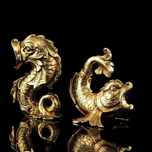 Sterling Silver Gilt Salt and Pepper Fish or Dolphin Shakers, Set of 2 For Sale - Image 6 of 18