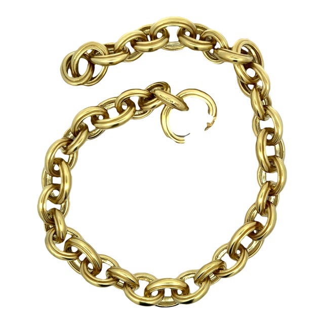 1980s Barry Kieselstein-Cord Vintage 18k Gold Sculptural Link Necklace, 217 Grams For Sale