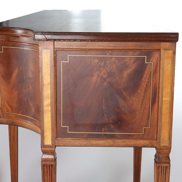 Brown Antique French Sheraton Carved Mahogany Sideboard Circa 1930 For Sale - Image 8 of 18