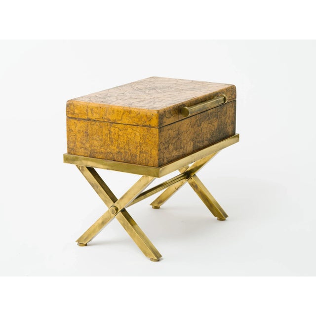 Leather Trunk on Brass Base by Hart Associates For Sale - Image 10 of 12