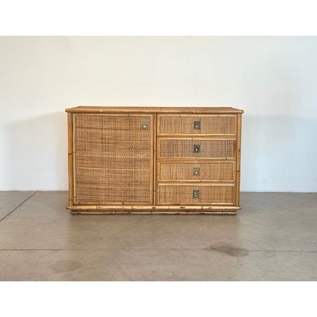 Wicker and bamboo sideboard by Dal Vera from the 1970s This piece has an attribution mark, I am sure that it is completely...