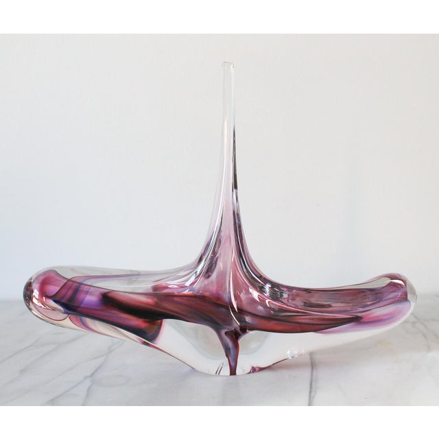 1970s David Goldhagen Free-Form Amethyst Art Glass Sculpture For Sale - Image 5 of 14