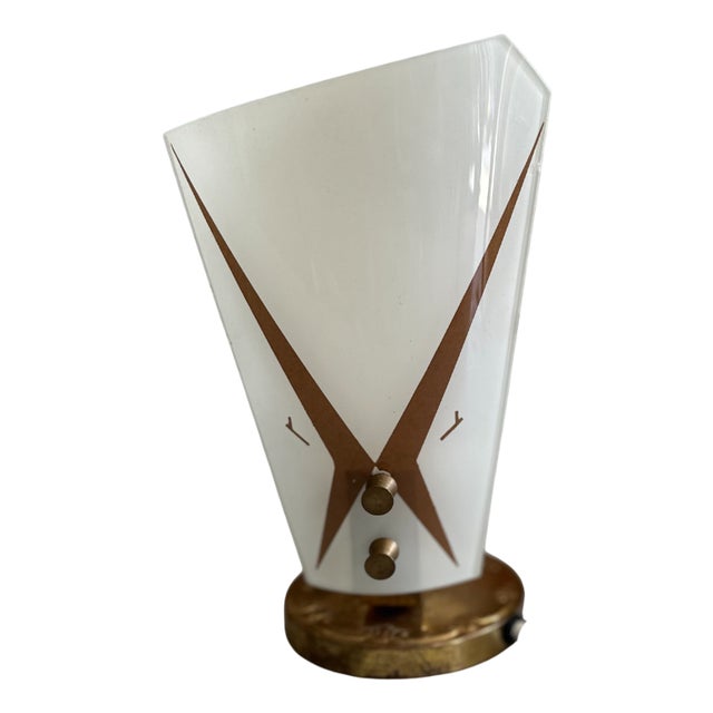 Mid-Century Italian Table Lamp with Glass Shade and Brass Finish For Sale
