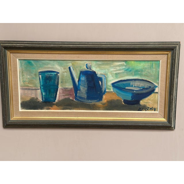Louis Zelig, Kettle Bowl and Glass, 1950s, Oil Painting on Panel, Framed For Sale - Image 13 of 18