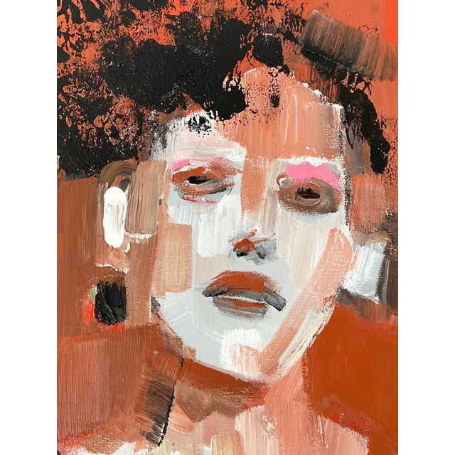 Vintage Original Abstract Expressionist Portrait For Sale - Image 4 of 12