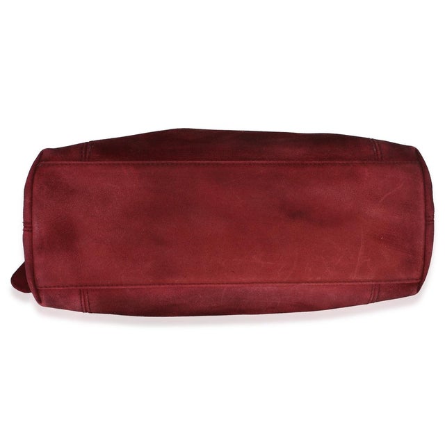 1990s Vintage Red Suede Logo Small Tote For Sale - Image 5 of 8