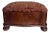 Antique Upholstered Wood Serpentine Storage Footstool on Bun Feet For Sale