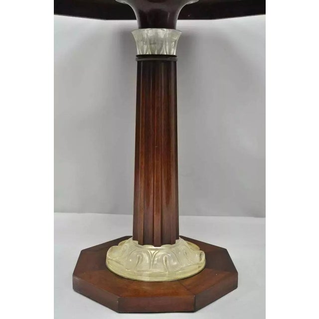 Art Deco Grosfeld House Style Octagonal Mahogany & Lucite Pedestal Side Tables - a Pair For Sale - Image 9 of 12