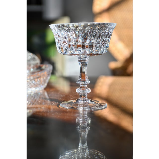 Traditional 1980s Crystal Gorham De Medici Champagne Tall Sherbet Coupe Glasses- Set of 2 For Sale - Image 3 of 11