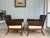 Wood Pair of Palecek Rawhide Weave Lounge Chairs With Rattan Frame-Vintage Patio Chairs For Sale - Image 7 of 12