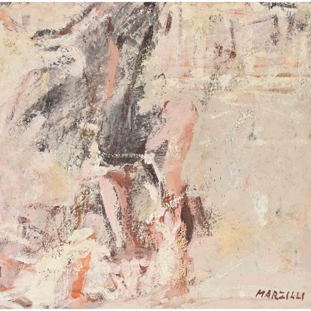 Modern Franco Marzilli, Ballerina, Oil Painting, 1970s For Sale - Image 3 of 5