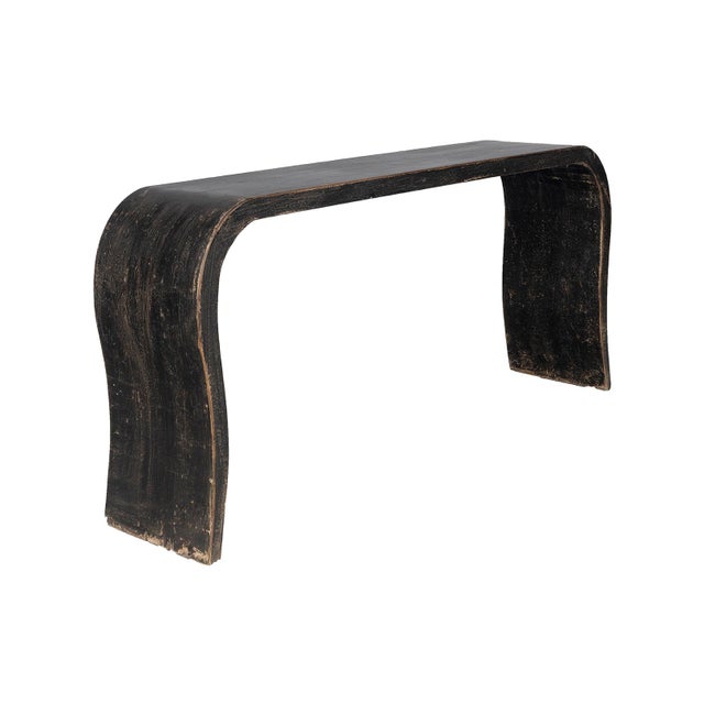 Transitional Paint Patina Elm Curved Form Console For Sale - Image 3 of 8