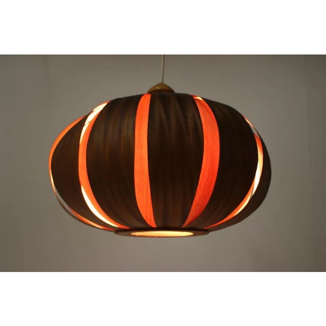 Large Mid-Century Wooden Veneer Pendant from Úluv, 1960s For Sale - Image 4 of 11