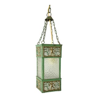 1920s Swedish Grace Metal and Glass Pendant Possibly by David Wretling For Sale