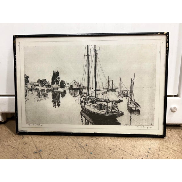 Vintage Framed Black & White Coastal Art by Lionel Barrymore - Set of 3 For Sale - Image 4 of 12