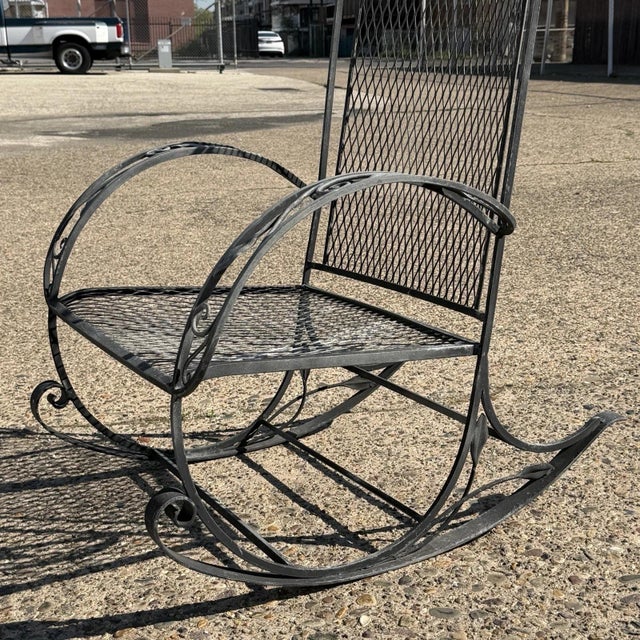 Vintage Salterini Art Nouveau Wrought Iron Garden Patio Sofa Chair Set - 3 PCS For Sale - Image 9 of 18