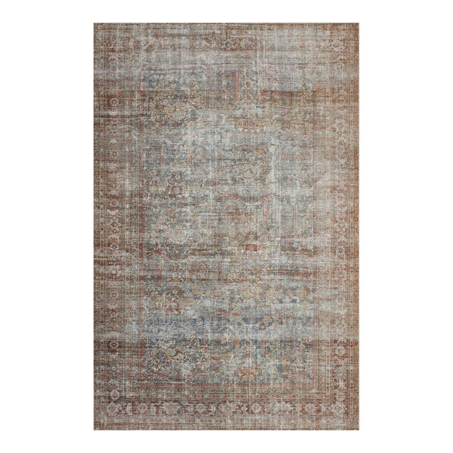Chris Loves Julia x Loloi Jules Lagoon / Brick 2'-0" x 5'-0" Accent Rug For Sale