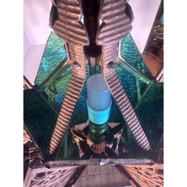 1930s Art Deco Skyscraper Slip Shade Chandelier For Sale - Image 11 of 16