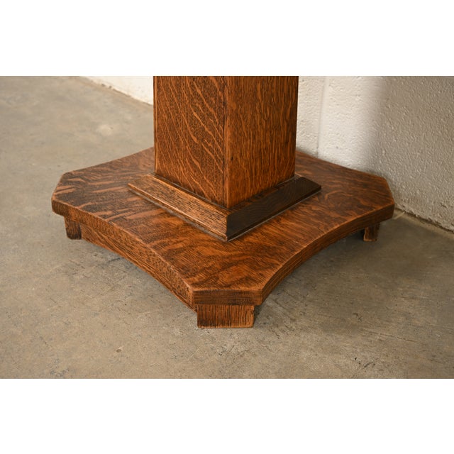 Stickley Brothers Style Antique Mission Tiger Oak Arts & Crafts Pedestal or Plant Stand, Circa 1910 For Sale - Image 10 of 12