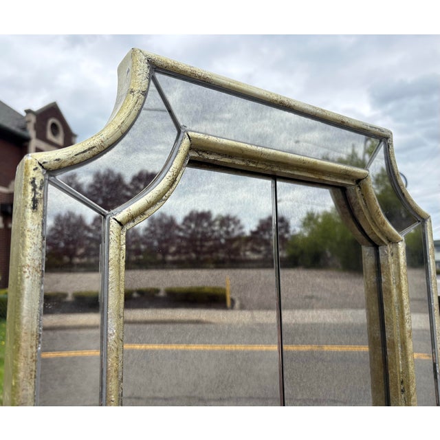 Traditional Vintage Regency Inspired Antique Mirrored Folding Screen For Sale - Image 3 of 10
