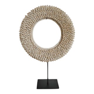 Vintage Coastal African Cowry Shell Ring on Stand For Sale