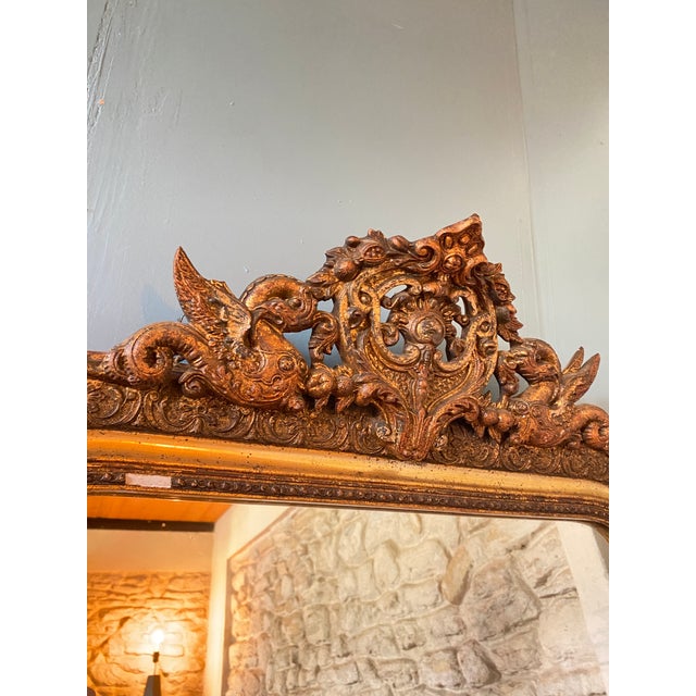 Large Antique Napoleon III Fireplace Mirror, 1800s For Sale - Image 6 of 7