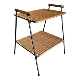 Metal and Wicker Server attributed to Raoul Guys, 1950s For Sale