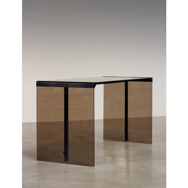 Glass Lady Desk in Smoked Tempered Glass, 1970 For Sale - Image 7 of 11