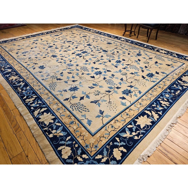 19th Century Oversized Chinese Peking Rug in All-Over Leaf & Vine Pattern For Sale - Image 4 of 18