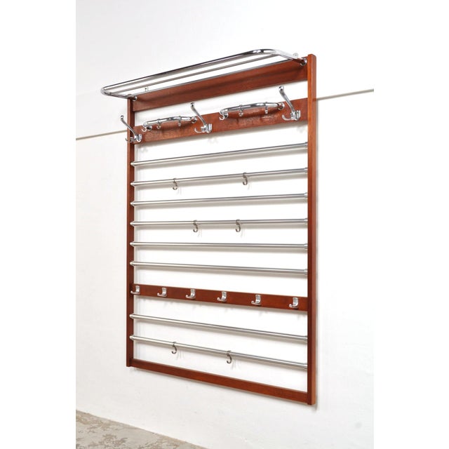Large Mid-Century Mahogany Wall Coat Rack, 1960s For Sale - Image 11 of 11