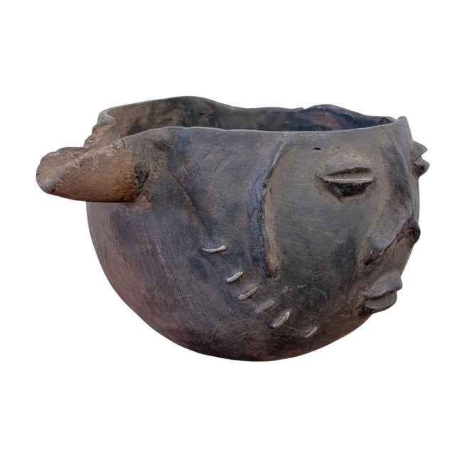 Brown Vintage Kuba Wooden Cup Figural Head Congo 8.5" W For Sale - Image 8 of 9