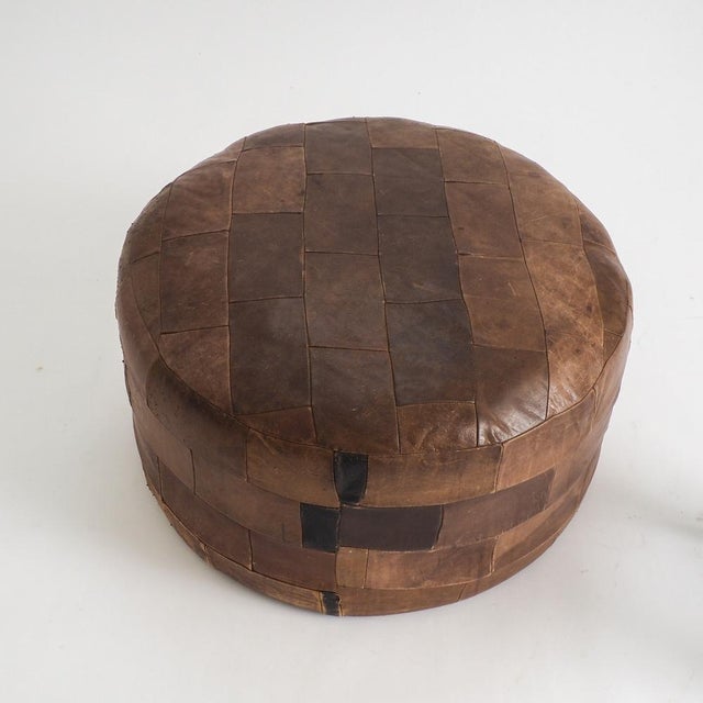 Vintage Leather Patchwork Ottoman, 1960s For Sale - Image 10 of 15