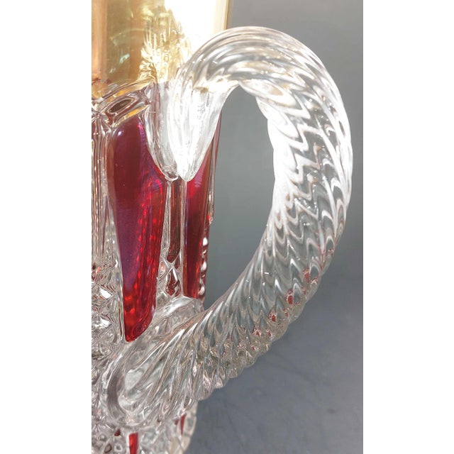 Traditional Antique Eapg Imperial Glass Bohemian Style Ruby Stain Wide Gold Trim Pitcher & 5 Tumblers Bar Set For Sale - Image 3 of 11